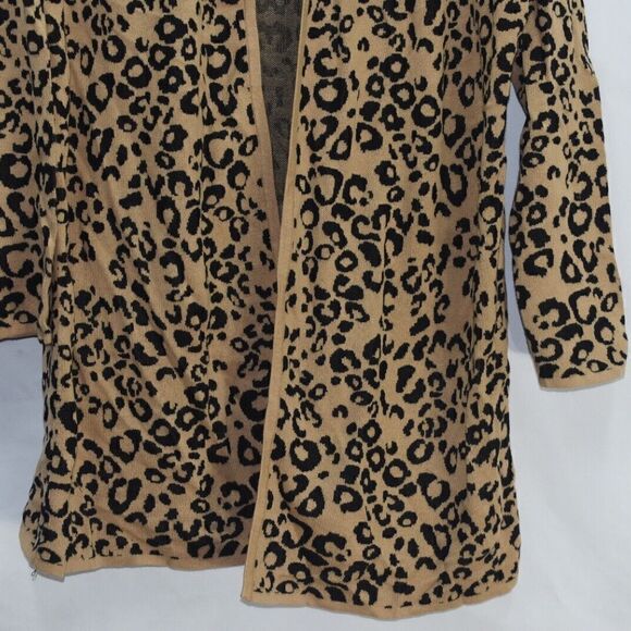 JM Collection Women's Cardigan Long Sleeve Animal Print Open Front Petite/Petite - Picture 3 of 6